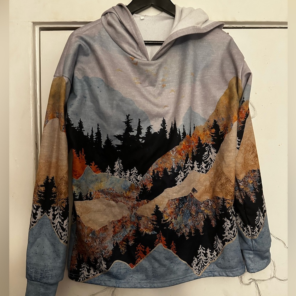 Scenic Mountain Print Hoodie